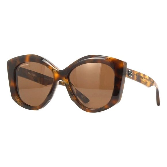 New Authentic  BALENCIAGA Havana Cat Eye BB0126 005 Sunglasses Women - Picture 1 of 4